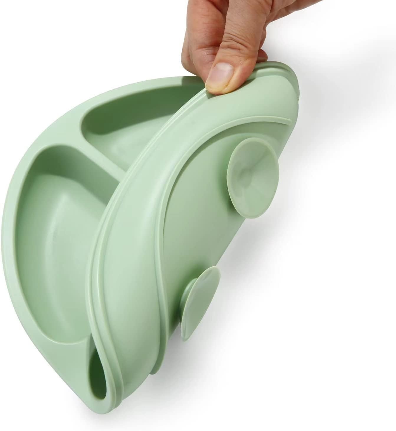 image:imagePandaEar Silicone Baby Feeding Set 2 Pack Divided Suction Plate 2 Tiny Cup with Spoons BPA Free Light TanPinkBlueGreen