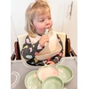 PandaEar 2 Pack Silicone Suction Plate for Baby, Divided Toddler Food Plate(Blue&Green)