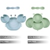 PandaEar 2 Pack Silicone Suction Plate for Baby, Divided Toddler Food Plate(Blue&Green)