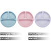 PandaEar 3 Pack Toddler Plates, Silicone Divided Suction Plate for Babies, BPA-Free 100% Food-Grade Silicone Unbreakable Baby Plate (Pink/Linen/Light Pink)(Pink/Purple/Blue)