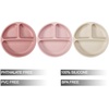 PandaEar 3 Pack Toddler Plates, Silicone Divided Suction Plate for Babies, BPA-Free 100% Food-Grade Silicone Unbreakable Baby Plate (Pink/Linen/Light Pink)(Pink/Linen/Light Pink)