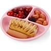 PandaEar 3 Pack Toddler Plates, Silicone Divided Suction Plate for Babies, BPA-Free 100% Food-Grade Silicone Unbreakable Baby Plate (Pink/Linen/Light Pink)(Pink/Purple/Blue)