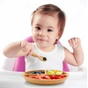PandaEar Baby Feeding Set, 3 Pack Toddler Plates with 3 Spoons, 100% Silicone Divided Suction Plate for Babies, BPA-Free, Dishwasher and Microwave Safe -Blue/Red/Brown(Pink/Brown/Brick red)