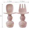 PandaEar Silicone Baby Feeding Set, 2 Pack – Divided Suction Plate, 2 Tiny Cup with Spoons, BPA Free, Light Tan/Pink(Light Tan/Pink)