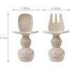 PandaEar Silicone Baby Feeding Set, 2 Pack – Divided Suction Plate, 2 Tiny Cup with Spoons, BPA Free, Light Tan/Pink(Light Tan/Walnut)