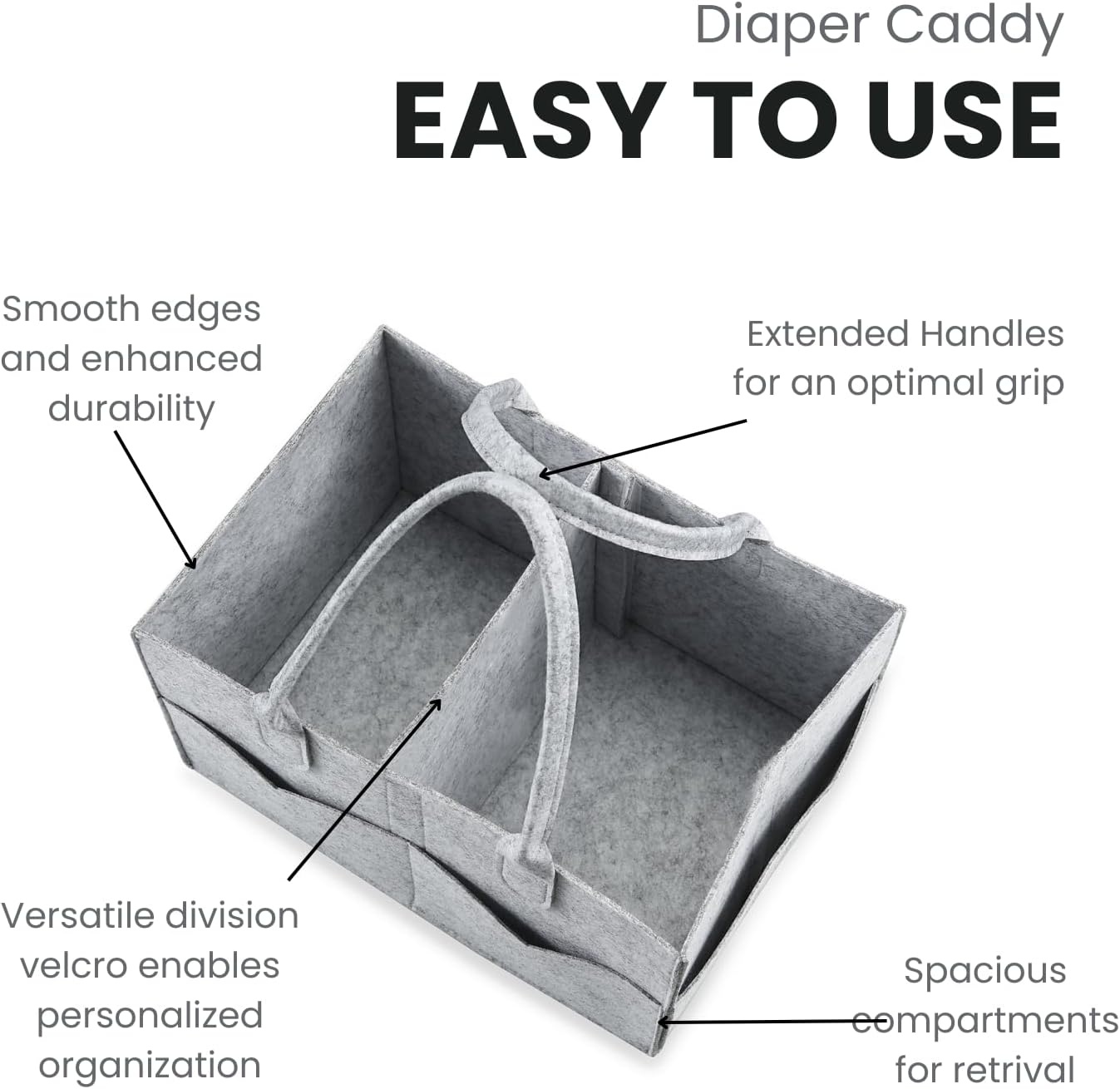 image:imagePandaEar 2 Pack Baby Diaper Caddy Portable Nursery Storage BasketGreyBrown