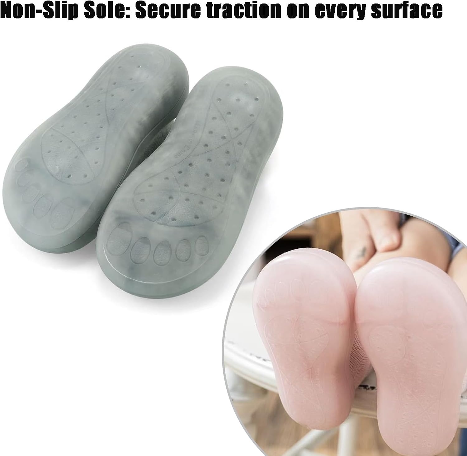 image:imagePandaEar 2 Pack Baby Sock Shoes Toddler Walking Shoes NonSlip Soft Sole Sneakers Breathable Slippers for Infant Boys GirlsPinkgrey