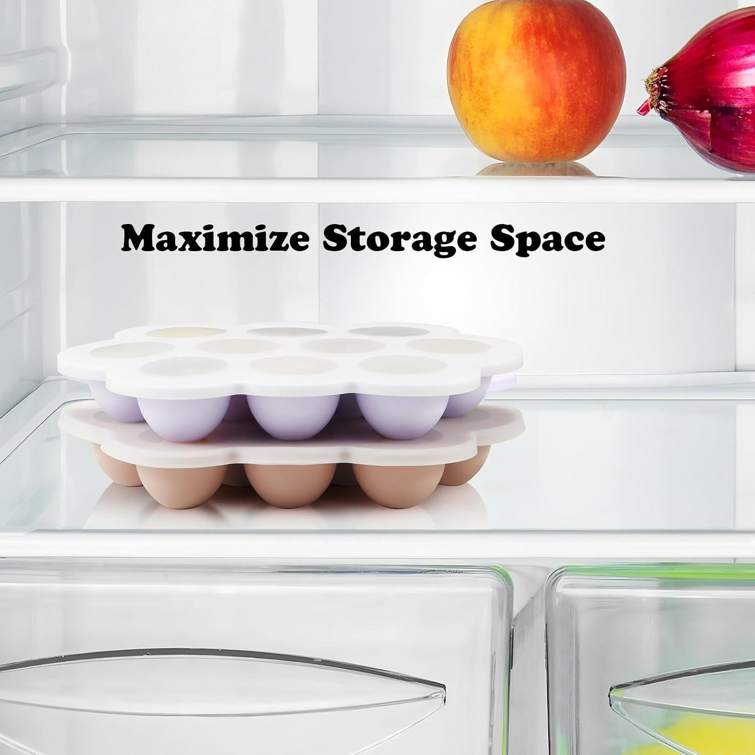 image:imagePandaEar 2 Pack Cloud Silicone Baby Food Freezer Tray with Lids 1oz Measurement Markings for Precise Portioning BPA Free Storage Containers for Homemade Purees Breast Milk amp Snacks PinkPurple