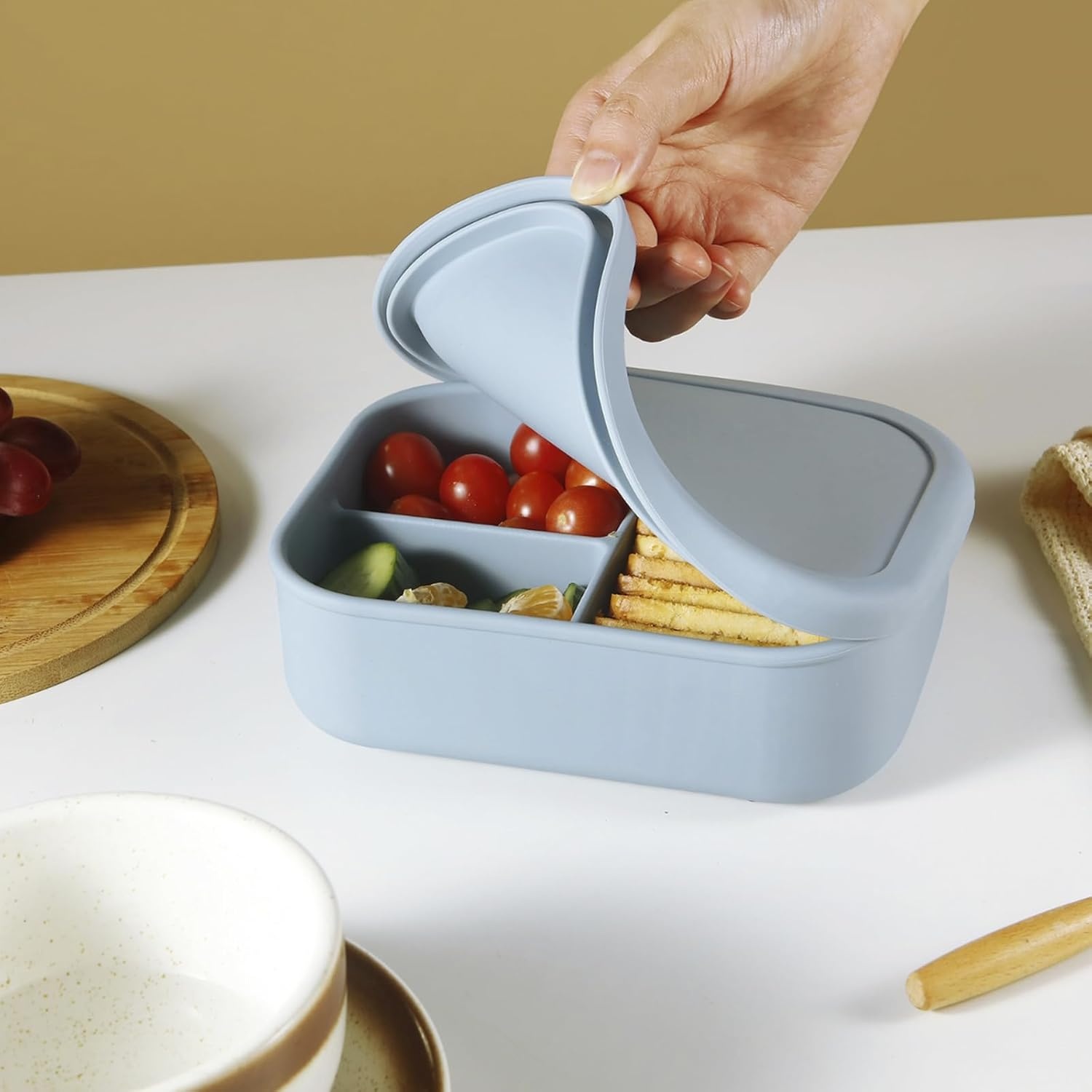 image:imagePandaEar 2 Pack Silicone Bento Lunch Box 3 Compartment Food Container