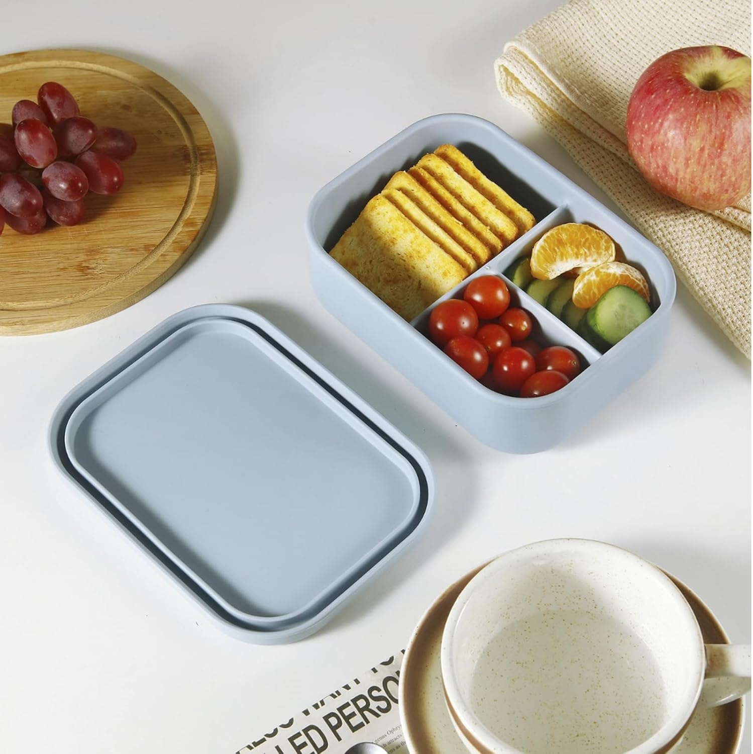 image:imagePandaEar 2 Pack Silicone Bento Lunch Box 3 Compartment Food Container