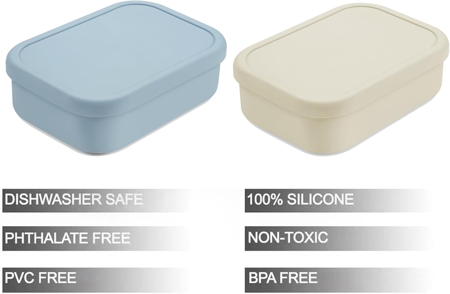 image:imagePandaEar 2 Pack Silicone Bento Lunch Box 3 Compartment Food Container