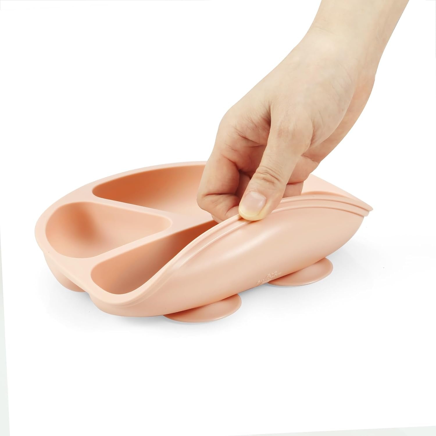 image:imagePandaEar 2 Pack Silicone Divided Suction Plates with 2 Spoons 2 Forks for Babies amp Toddlers Baby Led Weaning Supplies Self Feeding Eating Utensils BPAFree Silicone Baby Feeding Set Pink amp Linen