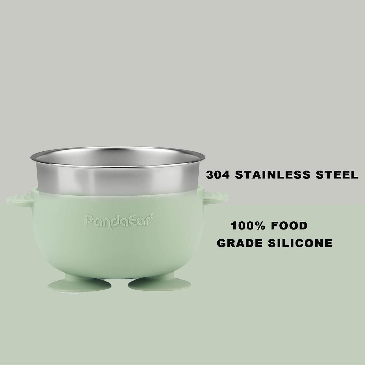 image:imagePandaEar 2 Pack Stainless Steel Baby Suction Bowls with Silicone Utensils