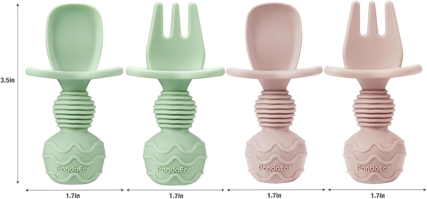 image:imagePandaEar 2 Pack Stainless Steel Baby Suction Bowls with Silicone Utensils