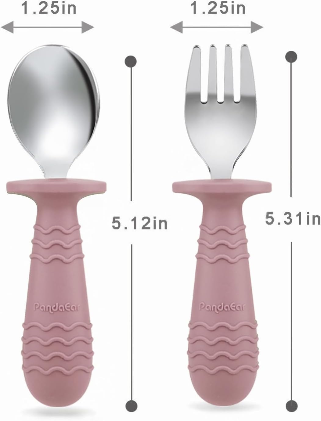 image:imagePandaEar 2 Pack Stainless Steel Baby Suction Plates amp 2 Pack Spoons and Forks Set Toddler Utensils Baby Feeding Set Divided Plates for Baby Led Weaning Supplies BPAFree TanWalnutPink
