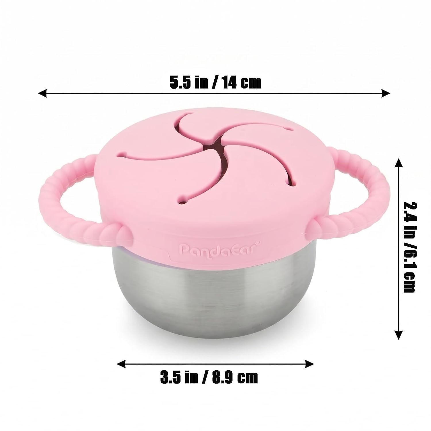 image:imagePandaEar 2 Pack Stainless Steel Toddler Snack Cups with Lids 9 ozBlue Pink