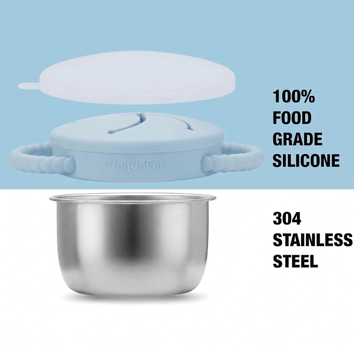image:imagePandaEar 2 Pack Stainless Steel Toddler Snack Cups with Lids 9 ozBlue Pink