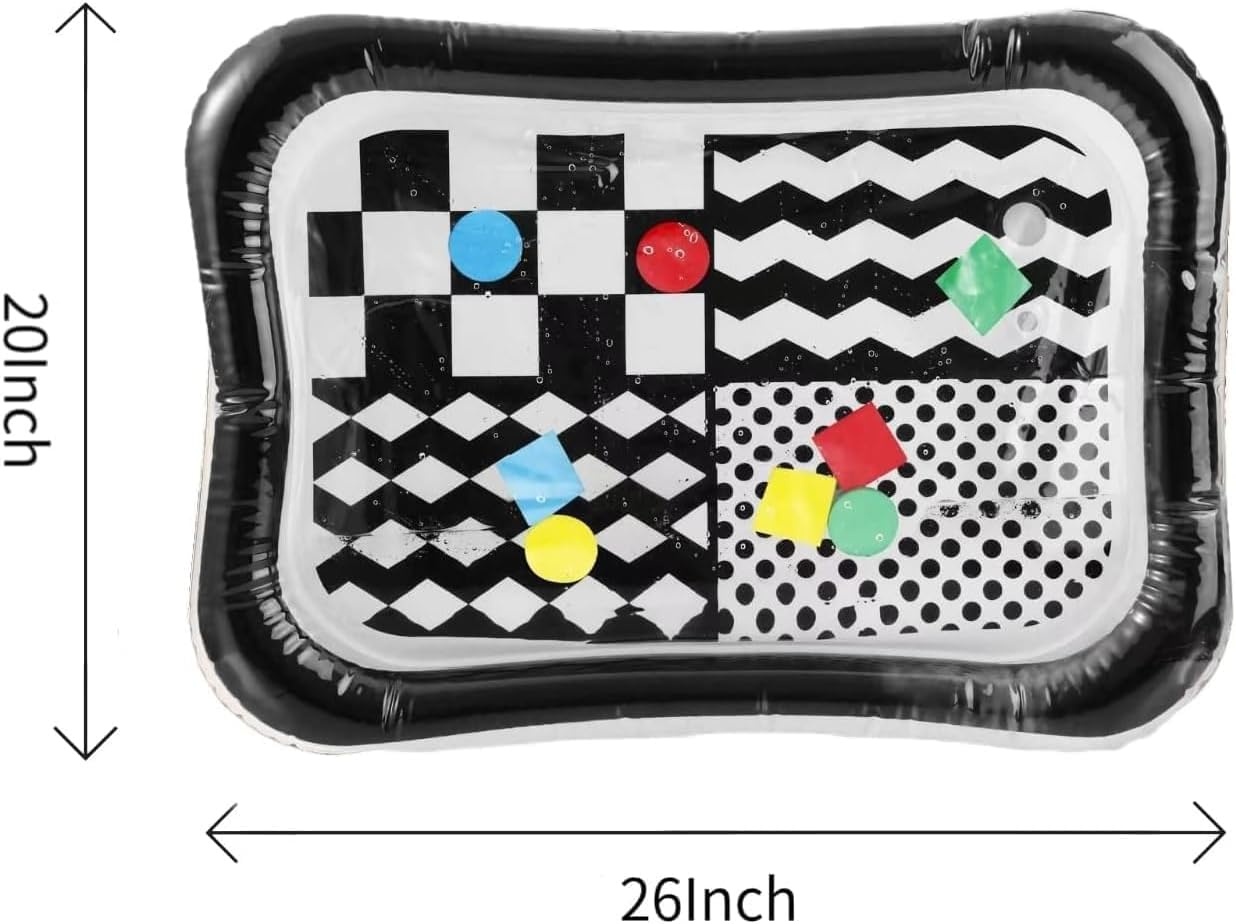 image:imagePandaEar 2Pack Tummy Time Water Mat for Baby 336 Months High Contrast Black amp White Ocean Sensory Play Mat BPAFree LeakProof Inflatable Infant Toys for Brain Development amp Motor Skills
