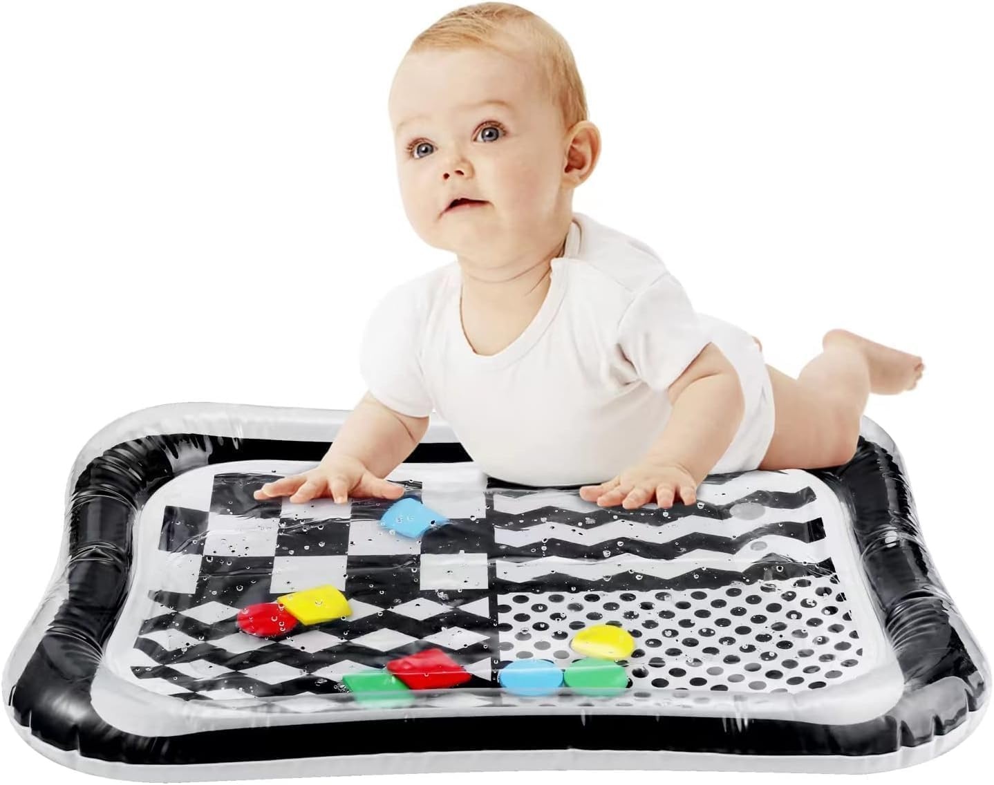 image:imagePandaEar 2Pack Tummy Time Water Mat for Baby 336 Months High Contrast Black amp White Ocean Sensory Play Mat BPAFree LeakProof Inflatable Infant Toys for Brain Development amp Motor Skills