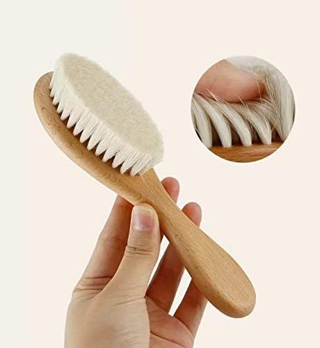 image:imagePandaEar 3 Pack Baby Brush and Comb Set Newborn Silicone Cradle Cap Brush for Babies Soft Newborn Hair Brush with Soft Goat Bristles Wooden Toddler Comb Hairbrush Set for Boys and Girls