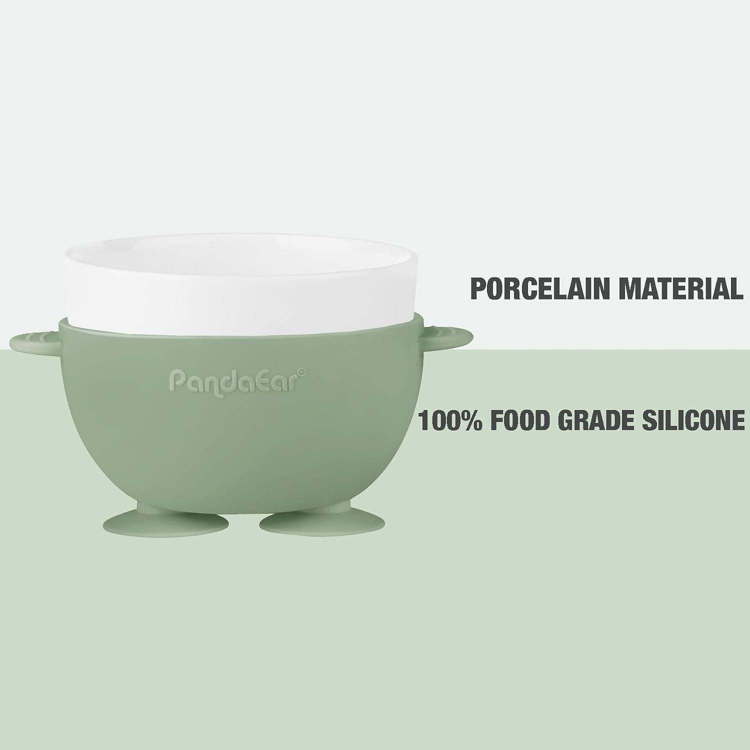 image:imagePandaEar 3 Pack Ceramic Baby Bowls with Silicone Sleeves NonSlip Suction Base Microwave amp Dishwasher Safe Toddler Bowls BPA Free Baby Feeding Bowls Set BlueGreenBeige