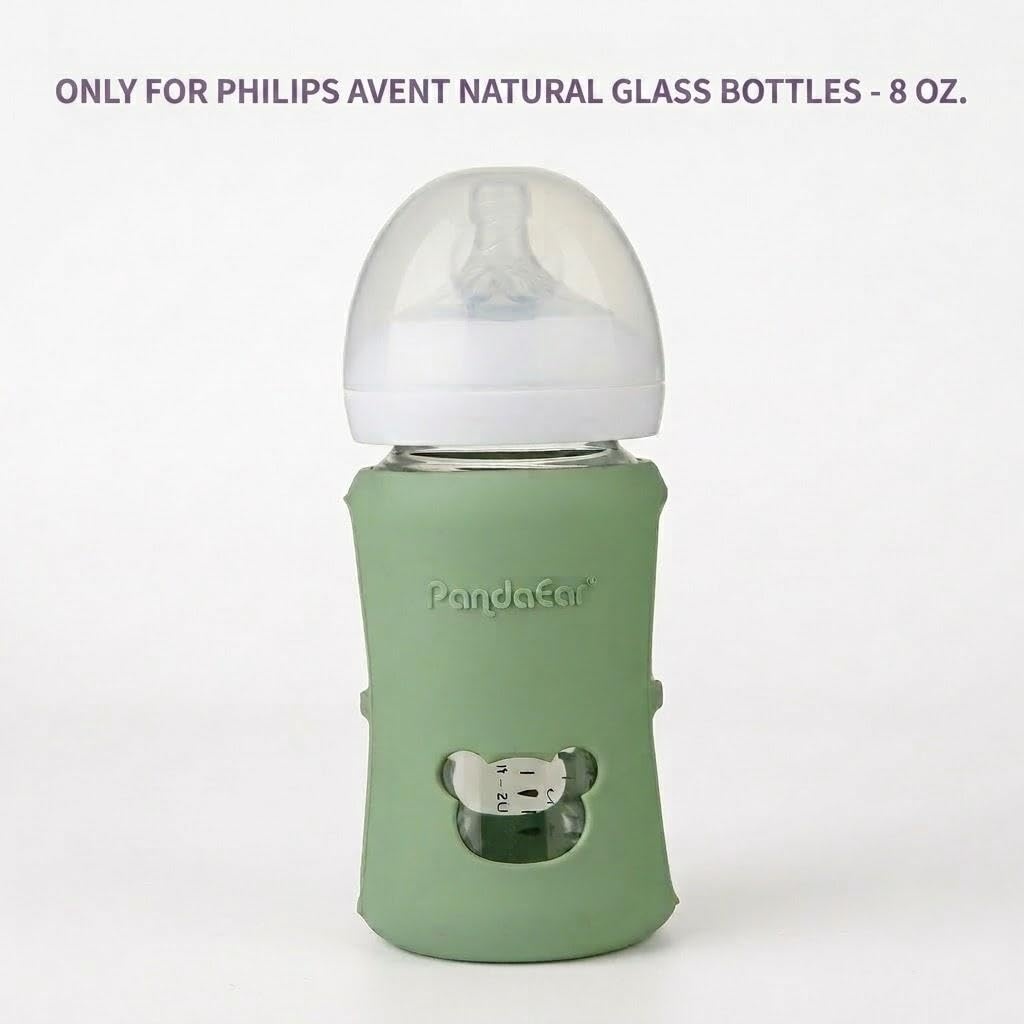 image:imagePandaEar 3 Pack Silicone Sleeves for Philips Avent Natural Glass Baby Bottles 8 oz Shatterproof amp Heat Resistant Bottle Holder BPAFree Compatible with 8 oz Avent Glass Bottles Blue Green Beige