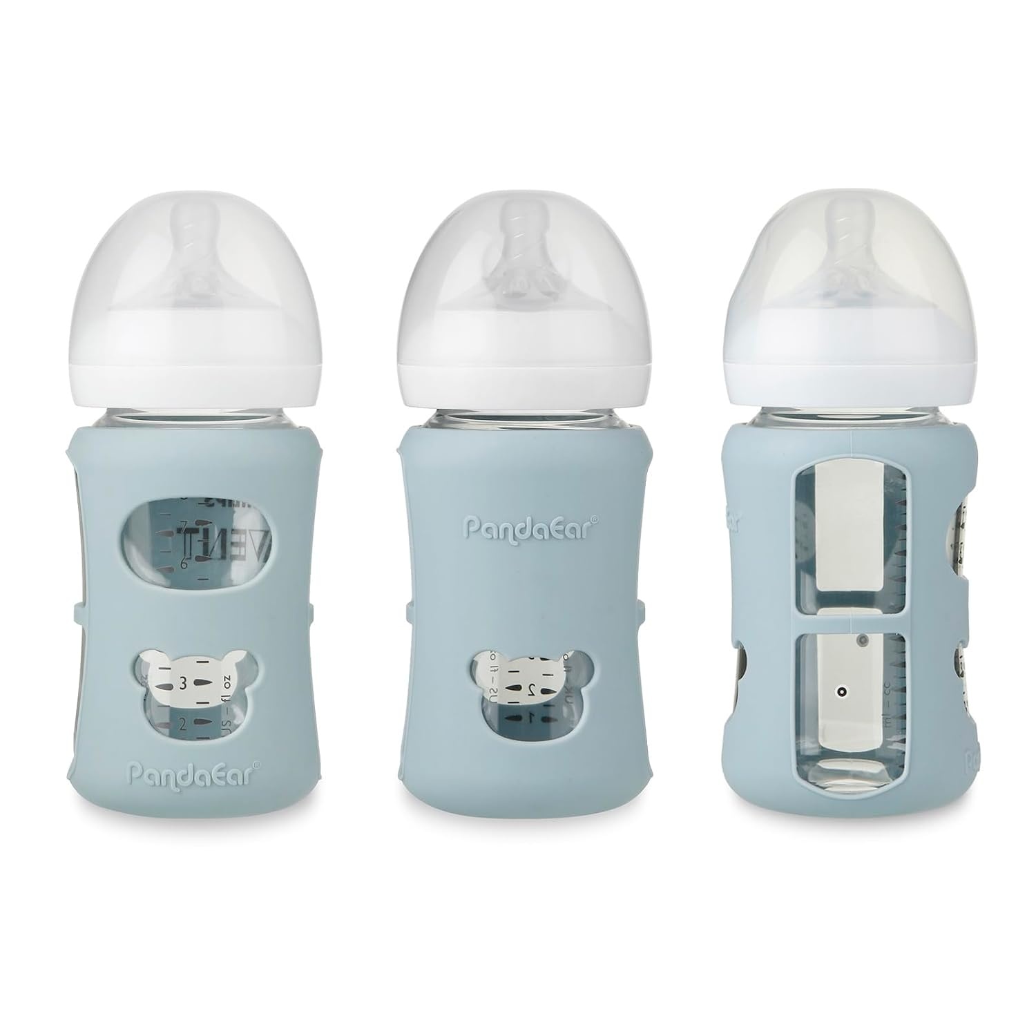 image:imagePandaEar 3 Pack Silicone Sleeves for Philips Avent Natural Glass Baby Bottles 8 oz Shatterproof amp Heat Resistant Bottle Holder BPAFree Compatible with 8 oz Avent Glass Bottles Blue Green Beige