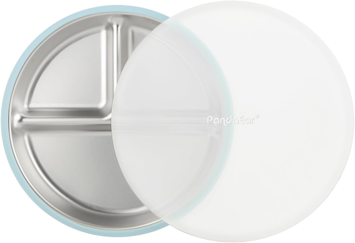image:imagePandaEar 3 Pack Stainless Steel Baby Suction Plates With LidsBlueGreenBrown