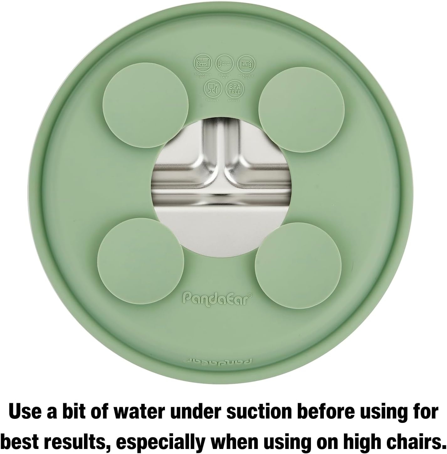 image:imagePandaEar 3 Pack Stainless Steel Baby Suction Plates With LidsBlueGreenBrown