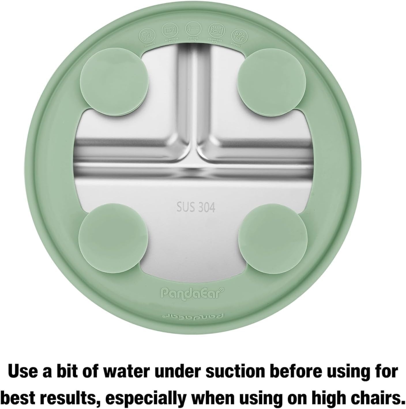 image:imagePandaEar 3 Pack Stainless Steel Baby Suction Plates With LidsBlueGreenBrown