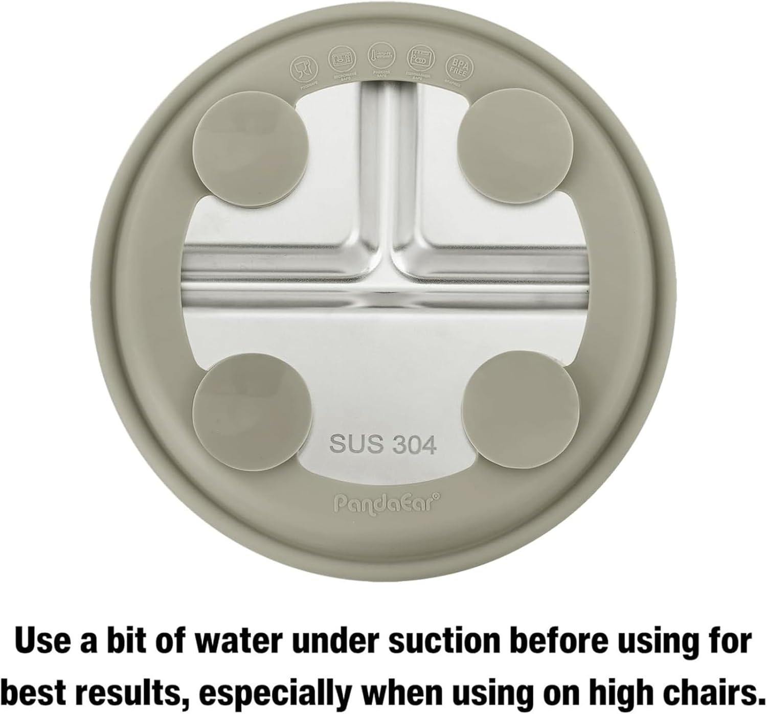 image:imagePandaEar 3 Pack Stainless Steel Baby Suction Plates With LidsLinenBrownTan