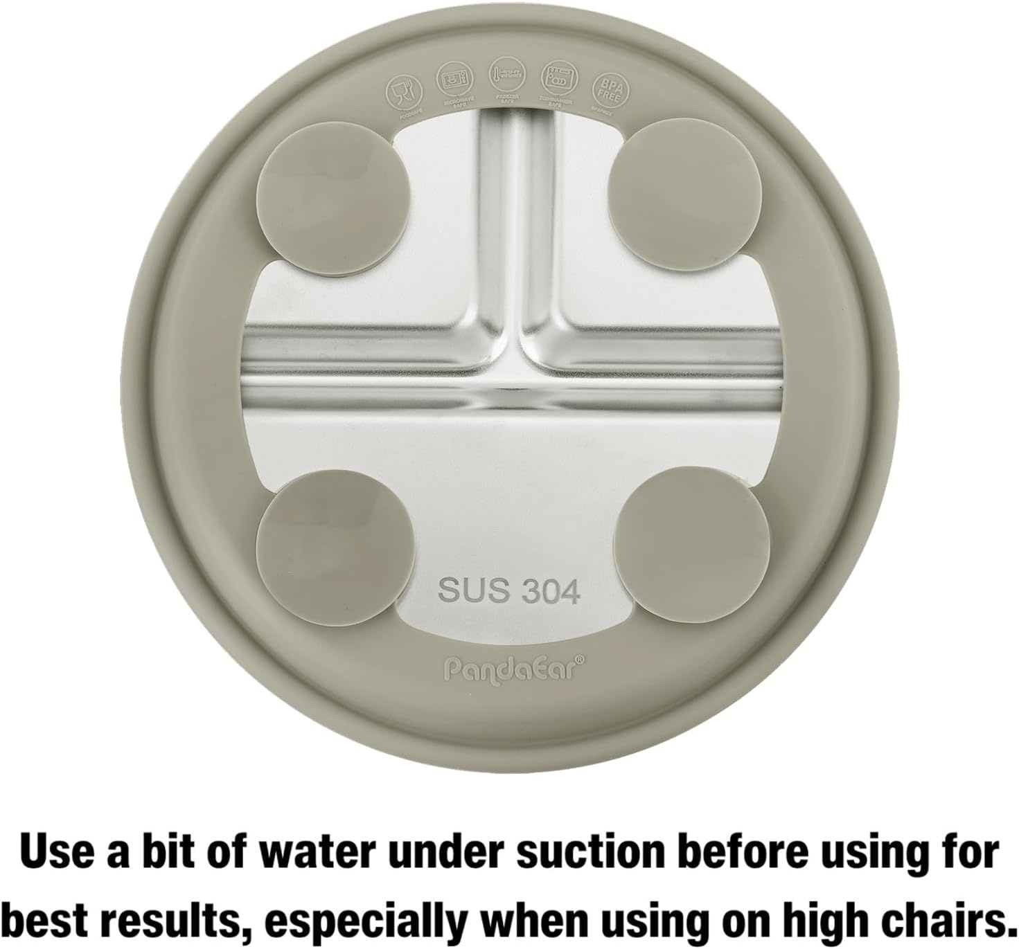 image:imagePandaEar 3 Pack Stainless Steel Baby Suction Plates With LidsLinenBrownTan