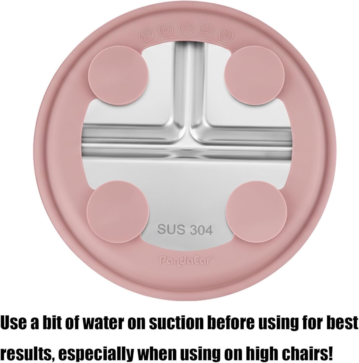 image:imagePandaEar 3 Pack Stainless Steel Baby Suction Plates With LidsPinkLinenLight Pink