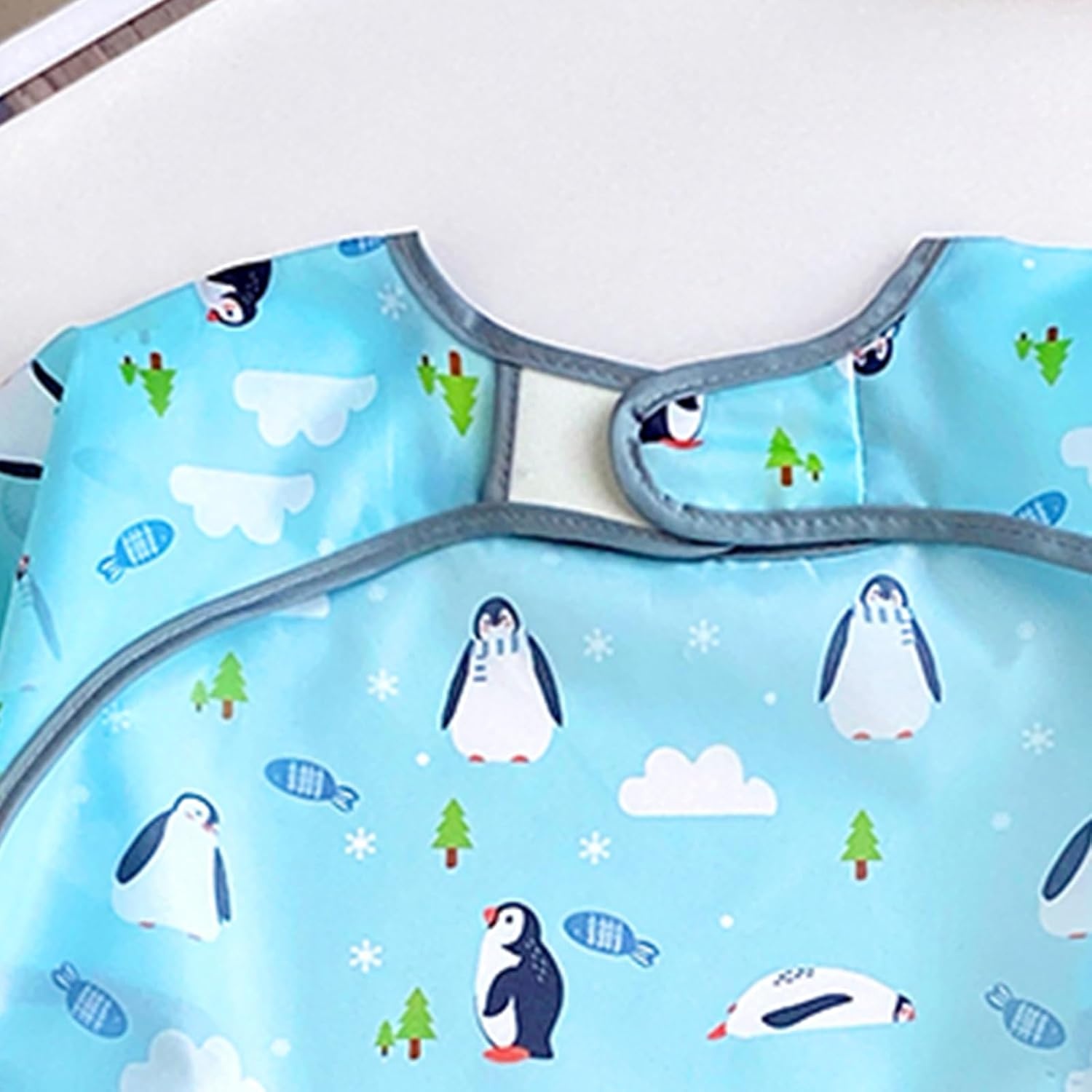 image:imagePandaEar 3 Pack Waterproof Long Sleeve Baby Bibs for Eating amp Messy Play Toddler Smock with Food Catcher Pocket Lightweight Reusable Feeding Apron for Infant 636 Months Bears Penguins Dinosaurs