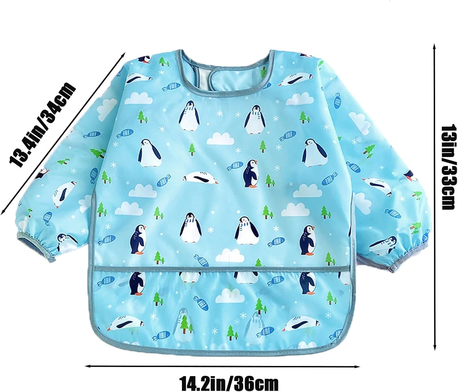 image:imagePandaEar 3 Pack Waterproof Long Sleeve Baby Bibs for Eating amp Messy Play Toddler Smock with Food Catcher Pocket Lightweight Reusable Feeding Apron for Infant 636 Months Bears Penguins Dinosaurs