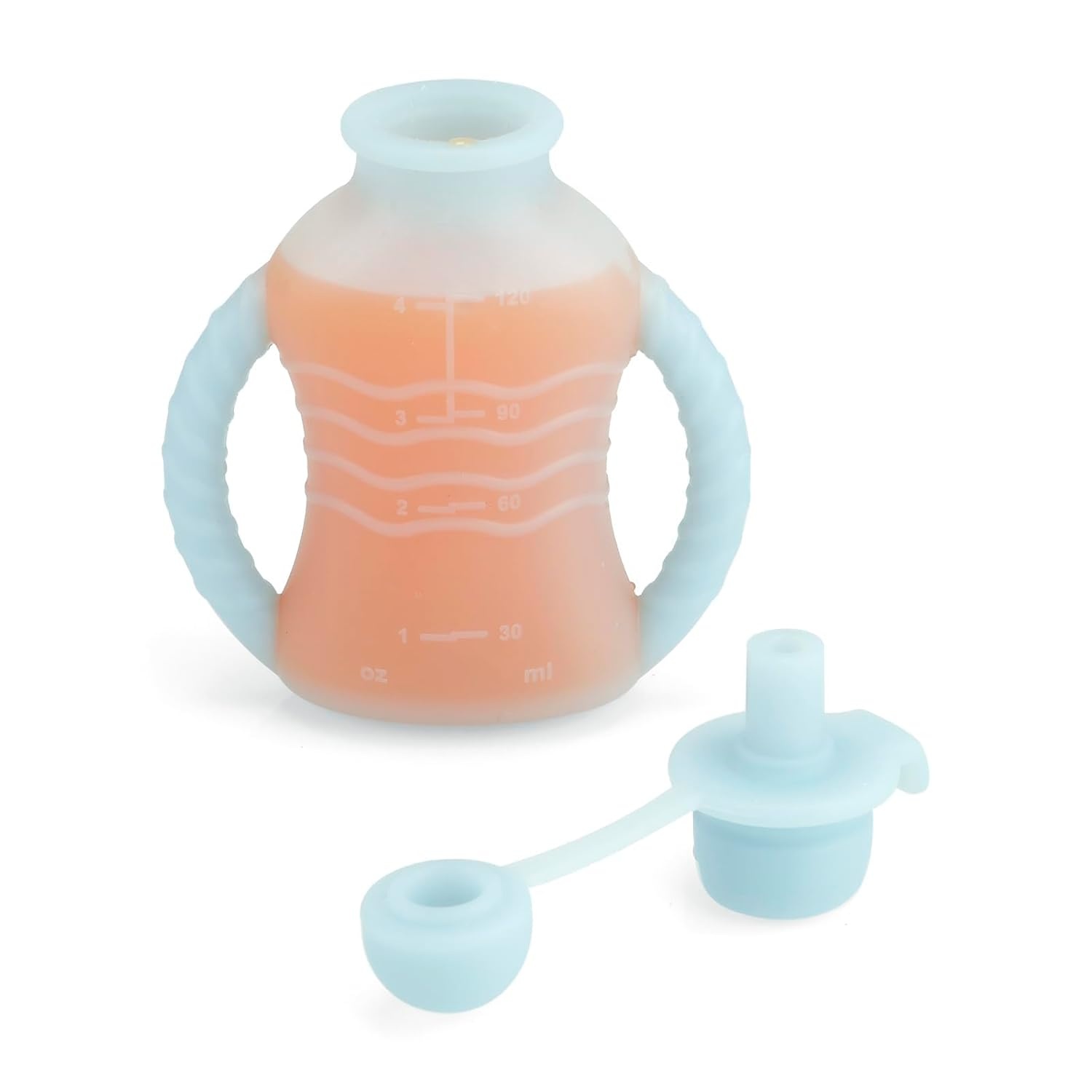 image:imagePandaEar 4 Pack Reusable Baby Food Pouches with Double Handles Silicone Portable Pouches for Toddlers Refillable 4oz Food Storage Bags for Puree Yogurt Smoothies Includes Collapsible Funnel