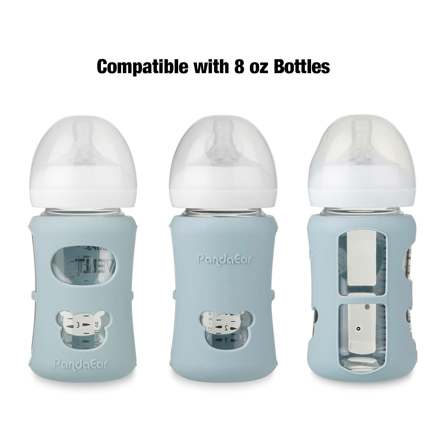 image:imagePandaEar 4 Pack Silicone Sleeves for Philips Avent Natural Glass Baby Bottles 2 x 4oz amp 2 x 8oz BPAFree Shatterproof Covers Heat Resistant AntiSlip Grip Fits 4oz amp 8oz Avent Glass Bottles