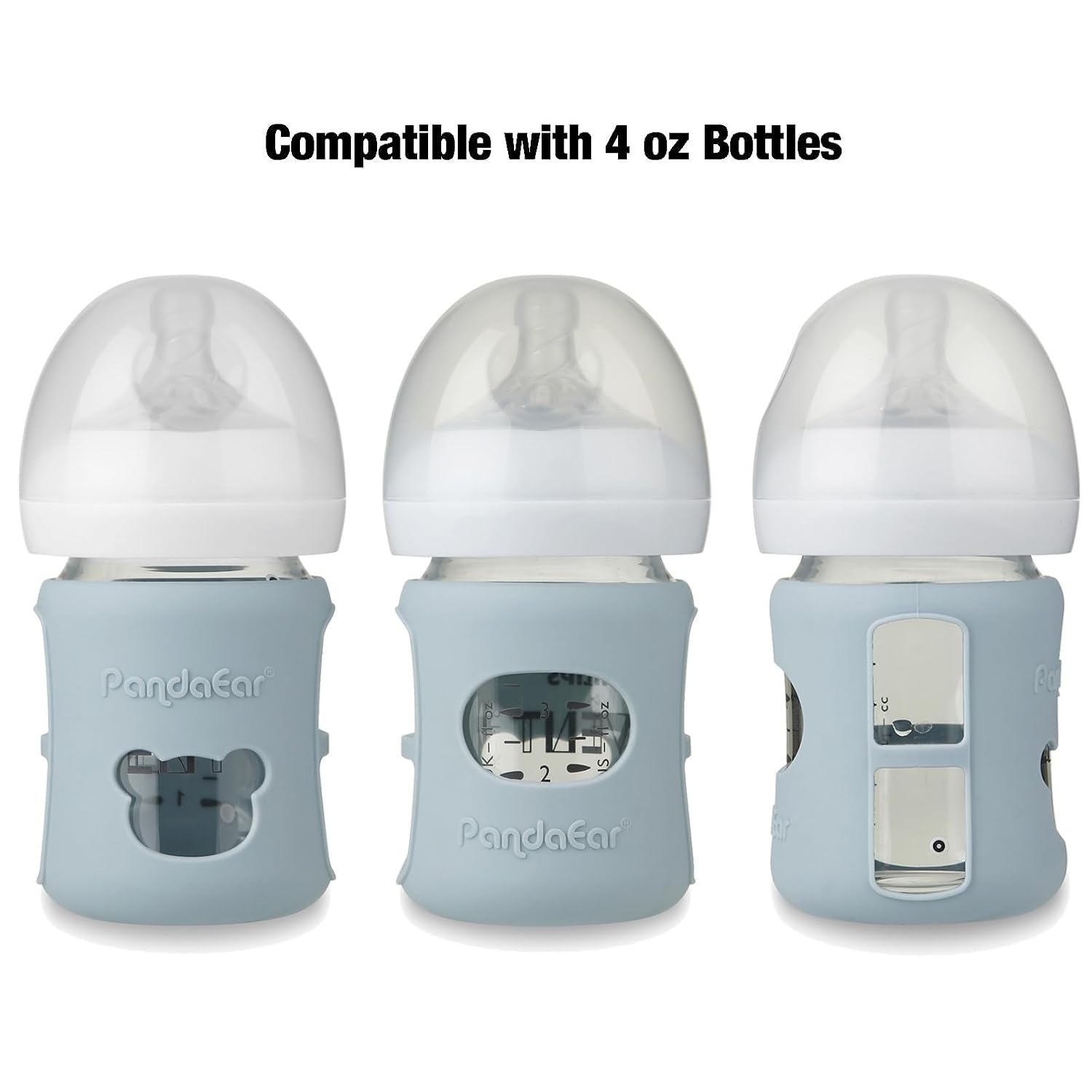 image:imagePandaEar 4 Pack Silicone Sleeves for Philips Avent Natural Glass Baby Bottles 2 x 4oz amp 2 x 8oz BPAFree Shatterproof Covers Heat Resistant AntiSlip Grip Fits 4oz amp 8oz Avent Glass Bottles