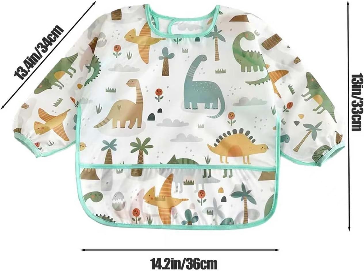 image:imagePandaEar 5 Pack Baby Long Sleeve Bibs Waterproof Full Sleeve Bib for Baby Infant Toddler 636 MonthsBlue