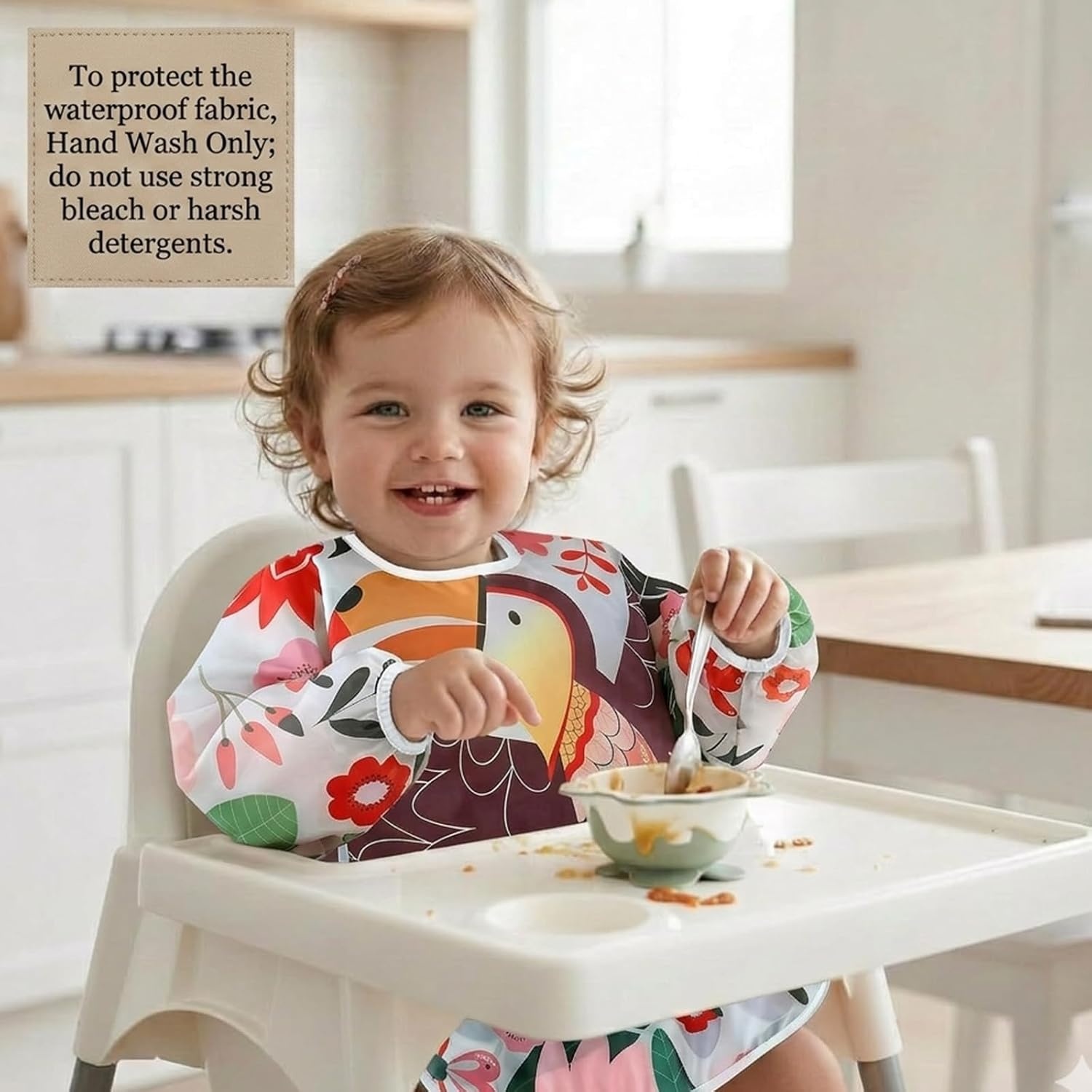 image:imagePandaEar 5 Pack Baby Long Sleeve Bibs Waterproof Full Sleeve Bib for Baby Infant Toddler 636 MonthsGreen