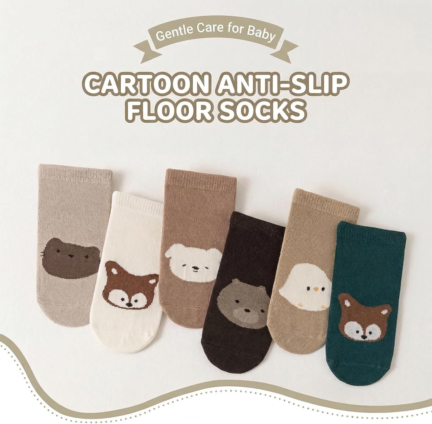 image:imagePandaEar 6 Pairs Baby Toddler Non Slip Socks Cotton Crew Gripper Socks Anti Skid for Boys Girls Infants First Walking SocksAnimal