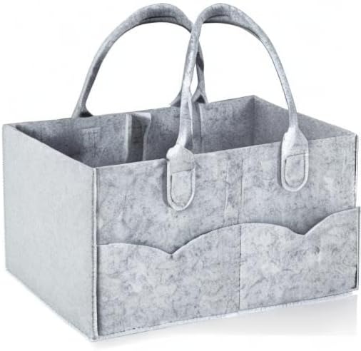 image:imagePandaEar Baby Diaper Caddy Organizer Portable Diaper Holder Organizer Nursery Storage Basket for Wipes amp baby stuff Collapsible Baby Organizer with Divided Design GreyGrey