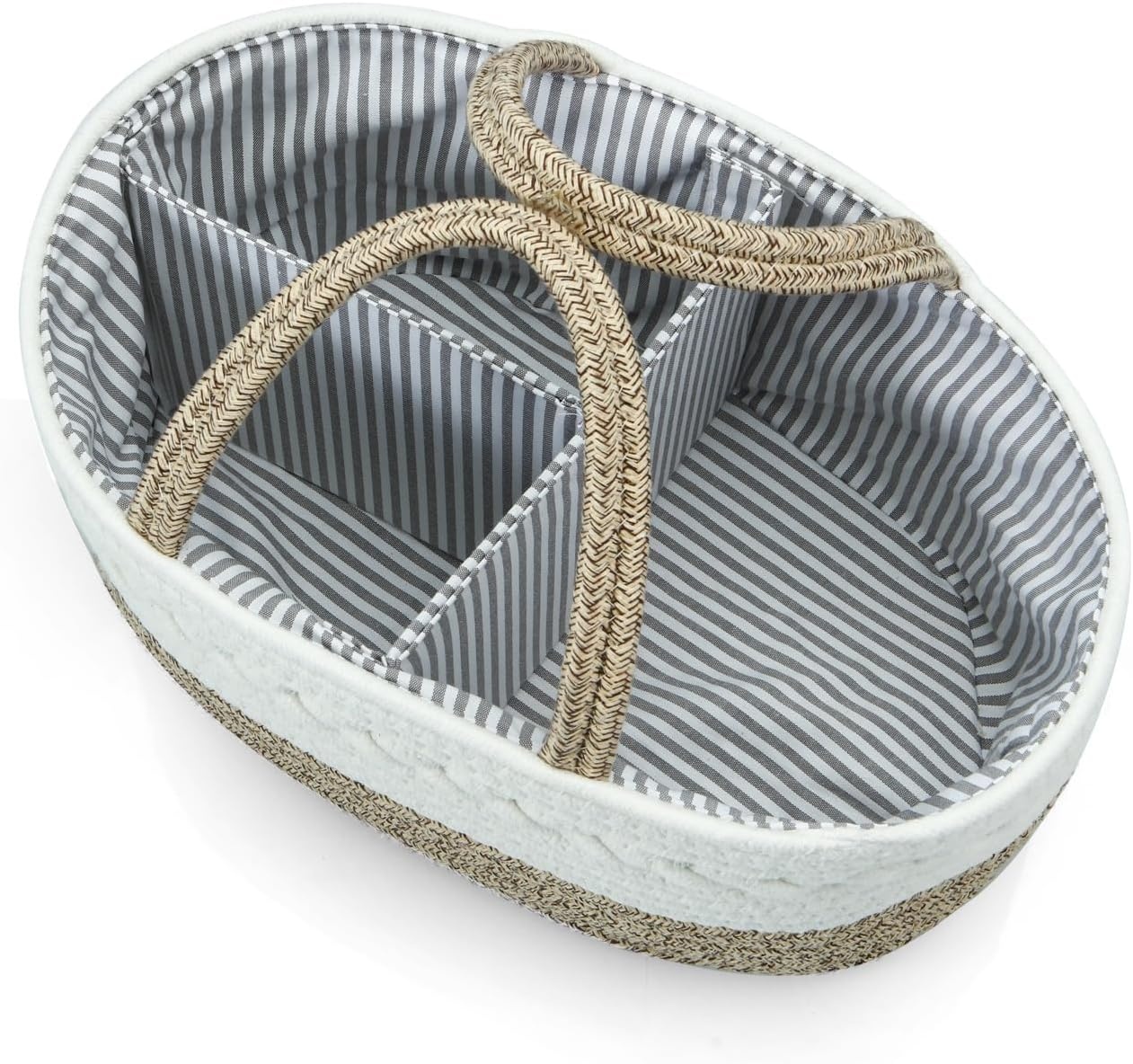 image:imagePandaEar Baby Diaper Caddy Organizer Portable Nursery Storage Basket Cotton Rope Diaper Caddy for Baby Shower Gifts Newborn Infants Brown