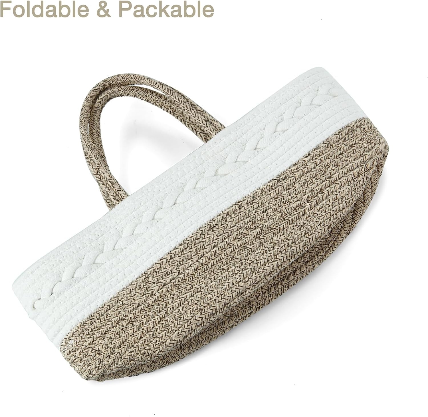image:imagePandaEar Baby Diaper Caddy Organizer Portable Nursery Storage Basket Cotton Rope Diaper Caddy for Baby Shower Gifts Newborn Infants Brown
