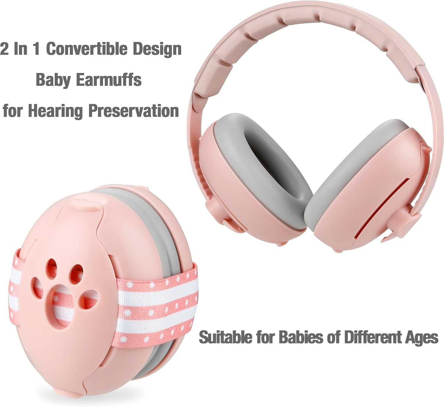 image:imagePandaEar Baby Ear Muffs 2in1 Baby Ear Protection Noise Cancelling Headphones Ages 03 Years Infant Hearing ProtectionPink