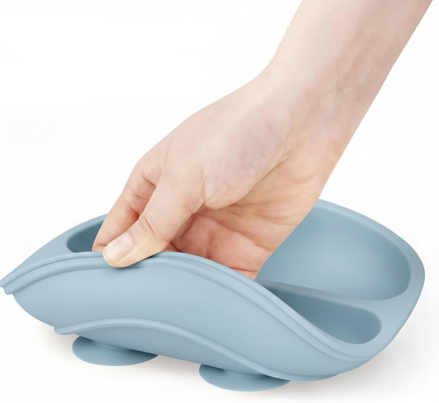 image:imagePandaEar Baby Feeding Set 2 Pack Silicone Divided Suction Plate 2 Set Toddler Spoons amp Forks Baby Led Weaning Supplies Self Feeding Eating Utensils BPAFree Blue amp PinkBlue Pink