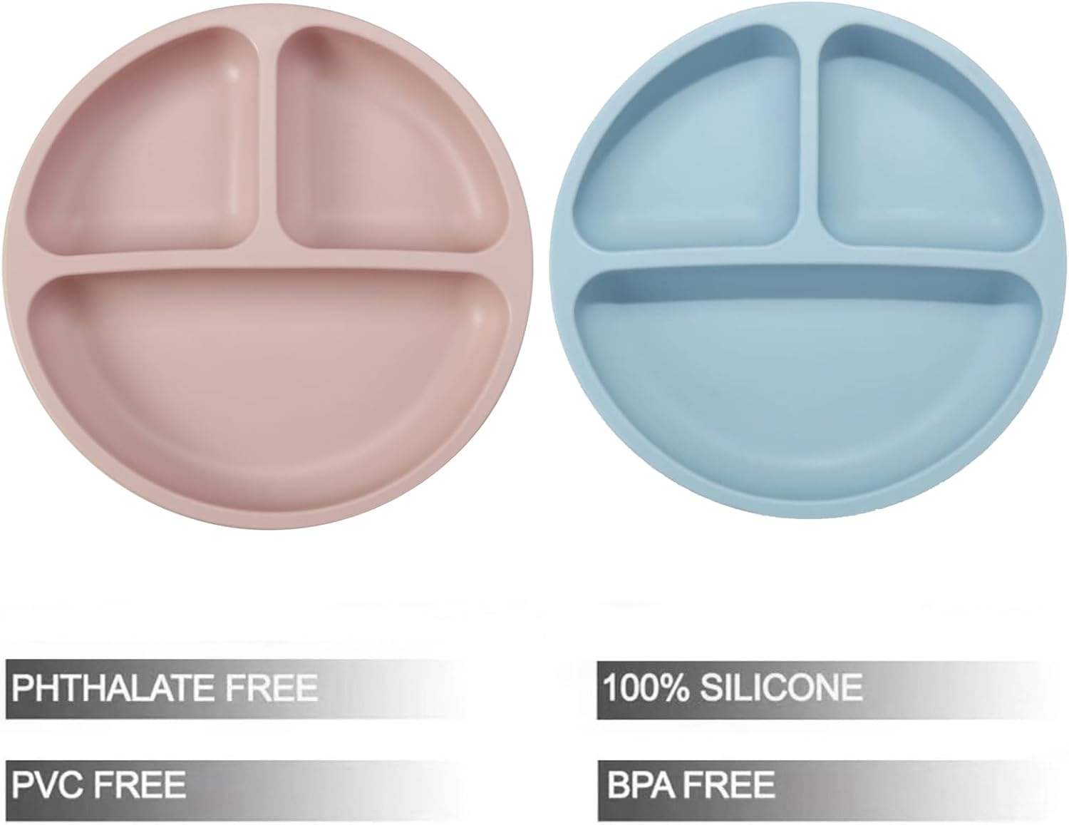 image:imagePandaEar Baby Feeding Set 2 Pack Silicone Divided Suction Plate 2 Set Toddler Spoons amp Forks Baby Led Weaning Supplies Self Feeding Eating Utensils BPAFree Blue amp PinkBlue Pink