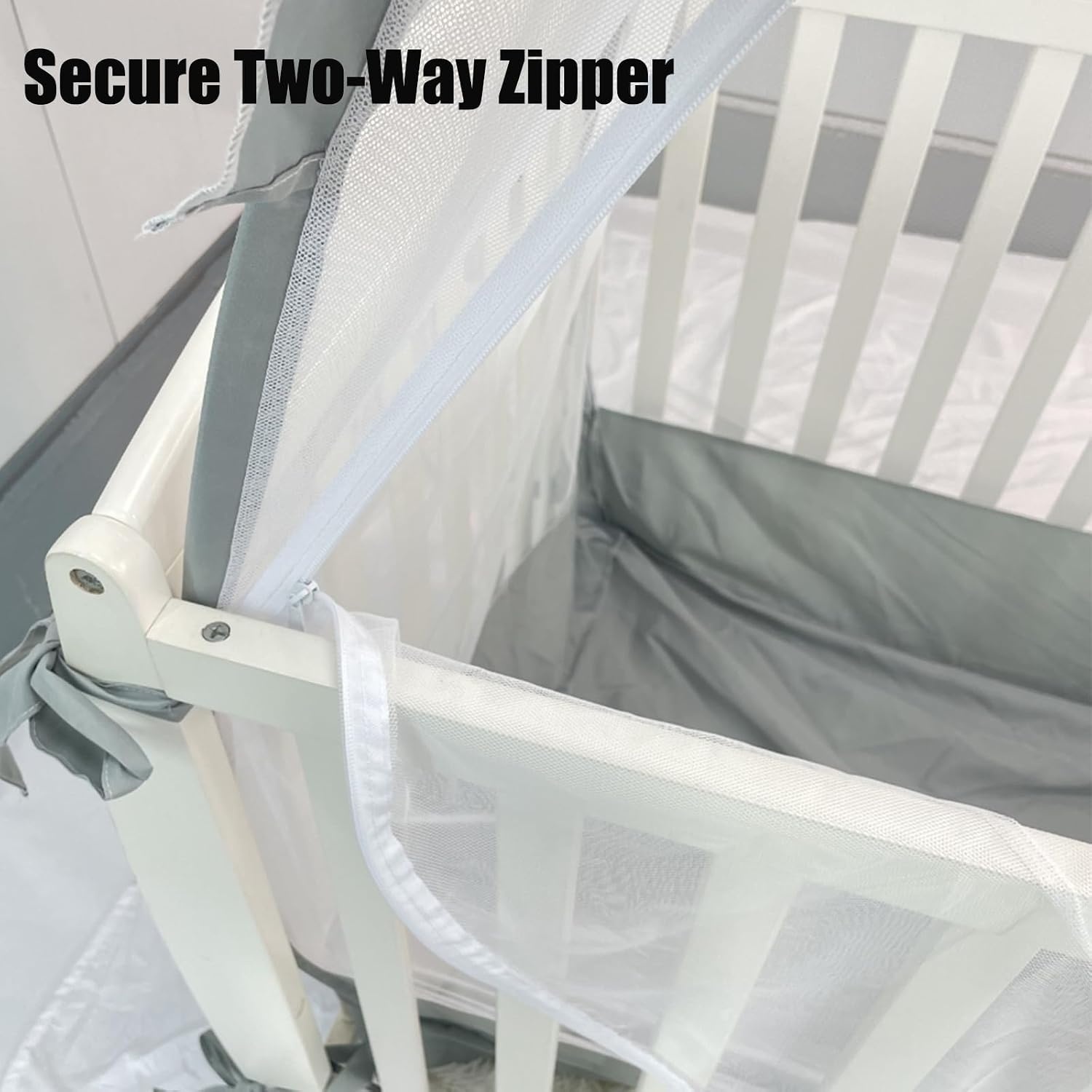 image:imagePandaEar Pop Up Crib Tent to Keep Baby from Climbing Out Breathable Crib Net Mesh Canopy Babies Crib Cover with Zipper Easy Installation GreyGray