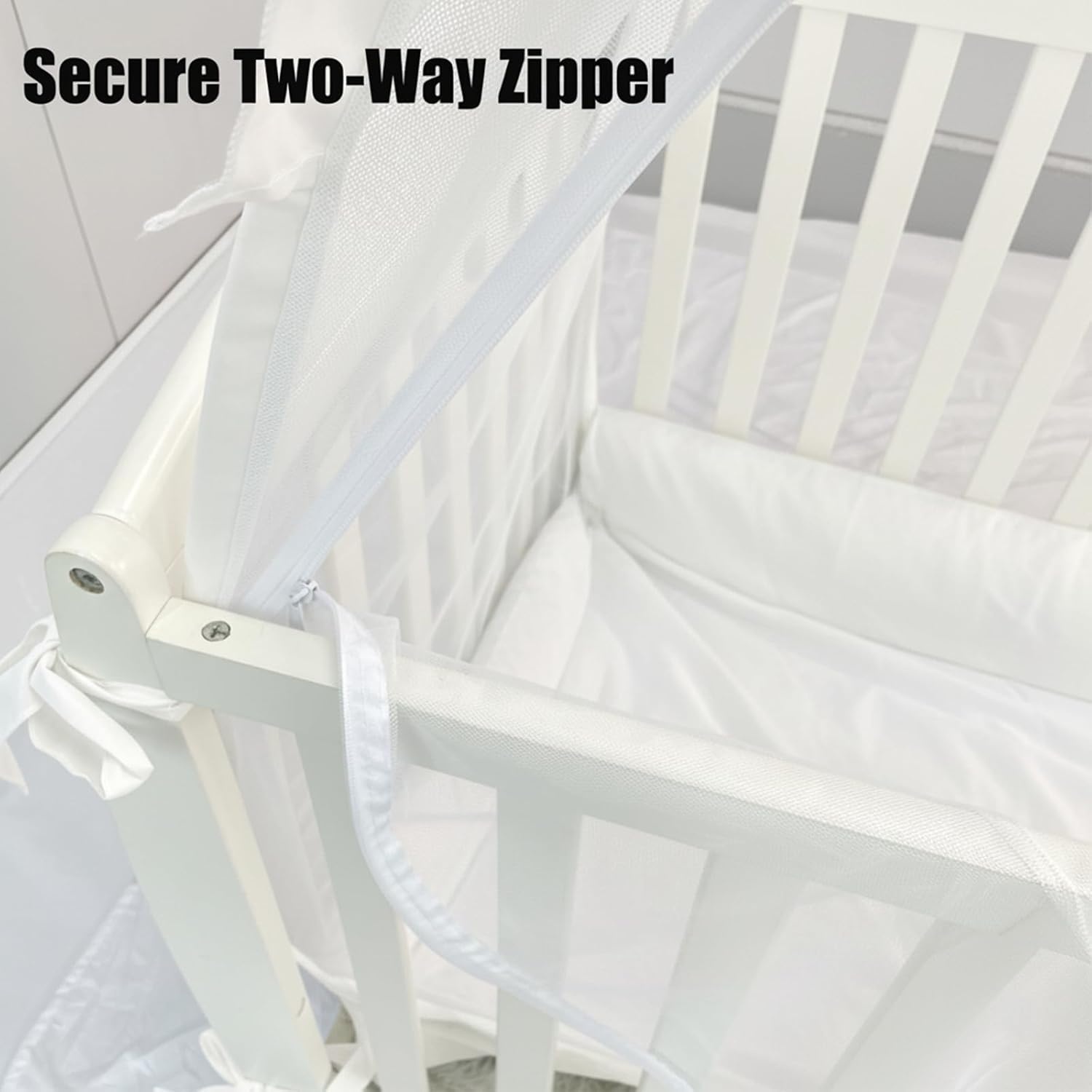 image:imagePandaEar Pop Up Crib Tent to Keep Baby from Climbing Out Breathable Crib Net Mesh Canopy Babies Crib Cover with Zipper Easy Installation GreyWhite
