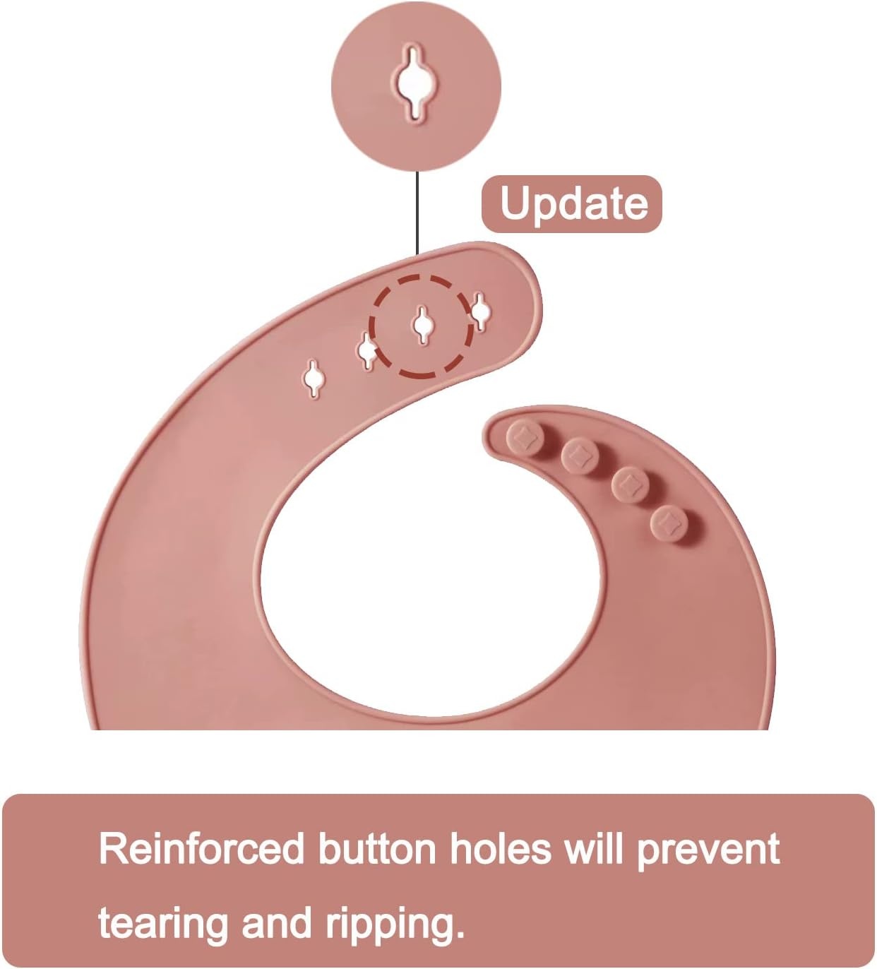 image:imagePandaEar Set of 3 Silicone Baby Bibs Waterproof Soft Adjustable Bibs for Babies Toddlers 1072 MonthsLight PinkRoseLinen